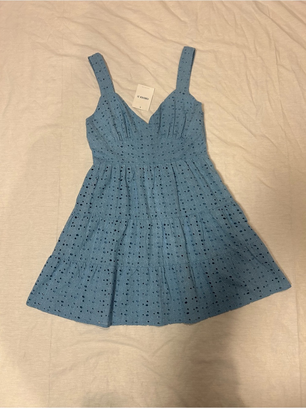 Forever 21 Blue Eyelet Mini Sundress SZ S NWT